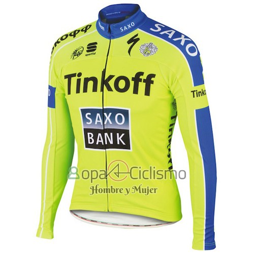 Tinkoff Saxo Bank Ropa Ciclismo Culotte Largo 2016 Mangas Largas AMarillo y Azul